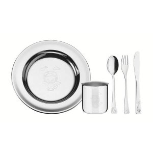 Kit Infantil Refeição Baby Friends Aço Inox 5 Peças Tramontina