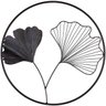 Adorno de Parede Redondo Metal C/2 Folhas de Ginkgo Biloba Preto 45,5cm Mart - 1