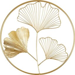 Adorno de Parede Redondo Metal C/3 Folhas de Ginkgo Biloba Dourado 45,5cm Mart - 1