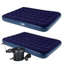 Ver imagem 1 de Kit 2 Colchões Infláveis Casal Flocked Comfort Azul com Bomba de Ar Elétrica Vg Plus 110v