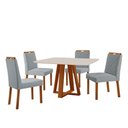 Ver imagem 1 de Conjunto Sala de Jantar Mesa Floripa 120x90cm Off White com 4 Cadeiras Dallas Linho Cinza