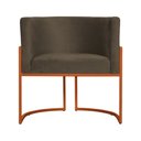 Ver imagem 2 de Poltrona Luana Base em Metal Bronze Linho Cores - DS Estofados Azul