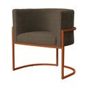 Ver imagem 3 de Poltrona Luana Base em Metal Bronze Linho Cores - DS Estofados Azul