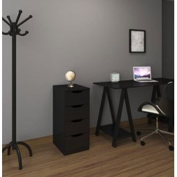 Gaveteiro para Escritório e Quarto 4 Gaveta Preto Multivisão - 3