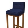 Kit 08 Banqueta Alta Com Encosto Alba Base Madeira Rústico Suede Azul Marinho - 2