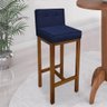 Kit 08 Banqueta Alta Com Encosto Alba Base Madeira Rústico Suede Azul Marinho - 4