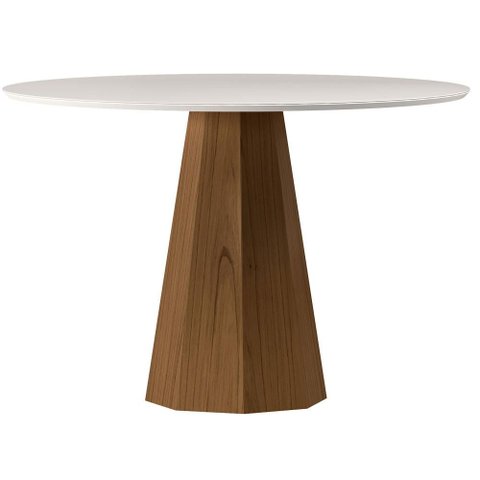Mesa de Jantar Isis 117x117 cm com Vidro Cinamomo Off White - New Ceval