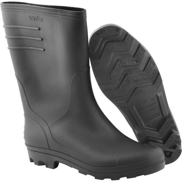 Bota PVC Preta Cano Médio sem Forro 39 - Vonder