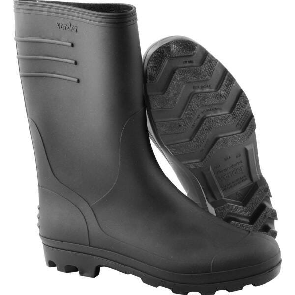 Bota PVC Preta Cano Médio com Forro 38 - Vonder