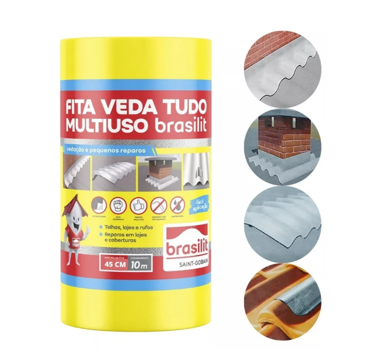 Fita Manta Autoadesiva 45cmx10m Aluminizada Chuva