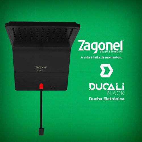 Chuveiro Ducha Eletrônica Ducali com Led Zagonel - Preta 220v - 5