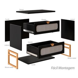 Mesa de Cabeceira Titanium Estilo Industrial com Pés de Ferro - 6