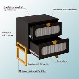 Mesa de Cabeceira Titanium Estilo Industrial com Pés de Ferro - 3