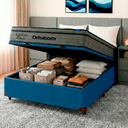 Ver imagem 4 de Cama Box Bau Azul + Colchão Casal Confort Black Espuma Soft Gel Ortobom