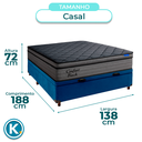 Ver imagem 2 de Cama Box Bau Azul + Colchão Casal Confort Black Espuma Soft Gel Ortobom