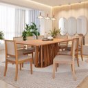 Ver imagem 1 de Conjunto para Sala de Jantar com 8 Cadeiras Pitanga Marrom/Cinamomo/Bege