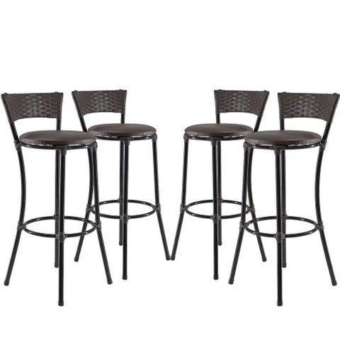 Kit 4 Banquetas Alta Forts Fibra Uv Bancada, área Goumert, Bar, Piscina, Balcão, Floral Marrom