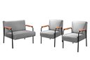 Ver imagem 1 de Conjunto Namoradeira e 2 Poltronas Jade Braços Fixo - Linho Cinza
