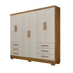 Guarda Roupa Solteiro com Pés 6 Portas 6 Gavetas - Berlim-cumaru/fendi - Móveis Novo Horizonte - 1