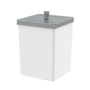 Lixeira Quadrada 6,5 Litros Ref.530 - Branco/cromado