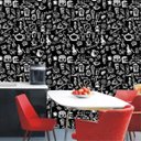 Ver imagem 4 de Papel de Parede Preto com Desenhos Branco Café Espresso Chá