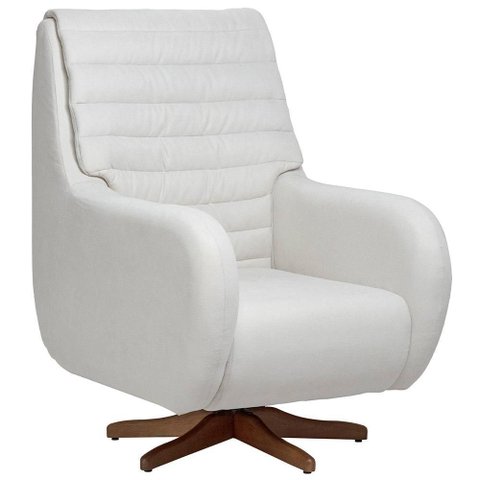 Poltrona de Amamentação com Balanço Giratória Sky D02 Linho Branco C-419 - Lyam Decor