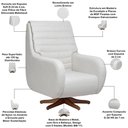 Ver imagem 4 de Poltrona de Amamentação com Balanço Giratória Sky D02 Linho Branco C-419 - Lyam Decor