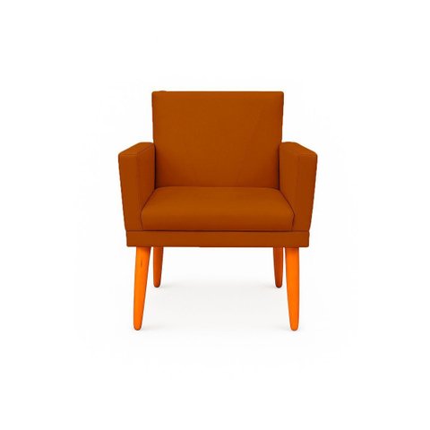 Poltrona Cadeira para Sala Confortável e Minimalista Paris em Suede Terracota