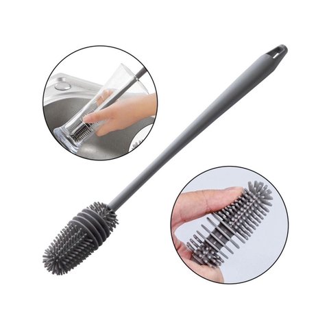 Escova de Silicone Lavar Garrafa Mamadeira Copos Taça