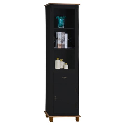 Estante Torre 02 Prateleiras 1 Gaveta 1 Porta Pés Luiz Xv 50104 - Preto/imbuia Glazer