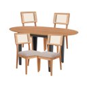Ver imagem 1 de Conjunto Mesa Oval Extensível com 4 Cadeiras Mdf Estofadas Bege Dalla Costa