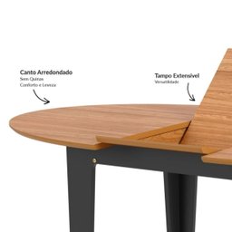 Conjunto Mesa Oval Extensível com 4 Cadeiras Mdf Estofadas Bege Dalla Costa - 3