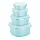 Ver imagem 1 de Kit Potes de Plástico Herméticos / Porta Mantimentos 4 Peças:azul Perolado