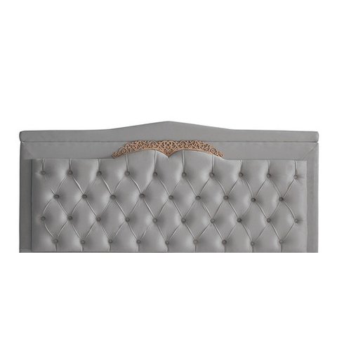 Cabeceira de Cama Box Painel Helena Queen 160 Cm Retro Capitonê Botão Encapados Suede Prata Eli Móve