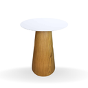 Ver imagem 2 de Conjunto Mesa Bistrô Cone 70 cm Laca Branca Base Altura 100 cm Freijó + 2 Banquetas Cercatto Giratór