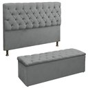 Ver imagem 1 de Conjunto Cabeceira e Recamier Baú para Cama Box Queen 1.60 - Suede - Sv Decor:cinza Claro