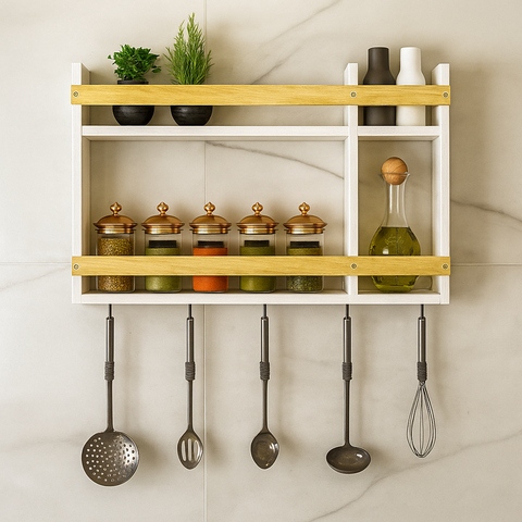 Porta Tempero Nicho de Madeira Porta Condimento Cozinha