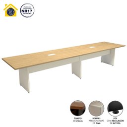 Mesa de Reunião Mac Branco 3,80m X 1,10m 2 Caixas Tomadas F5  - 4