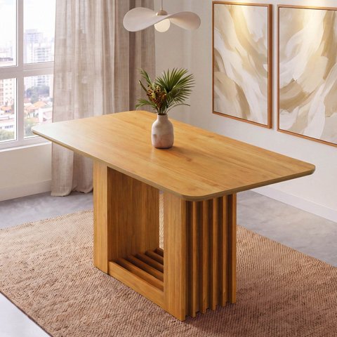Mesa de Jantar Retangular 160x80cm 100% MDF Jambu CabeCasa MadeiraOriginals Marrom/Cinamomo