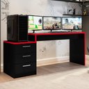 Ver imagem 1 de Mesa Gamer com Gaveteiro Versátil Patrick Preto Vermelho