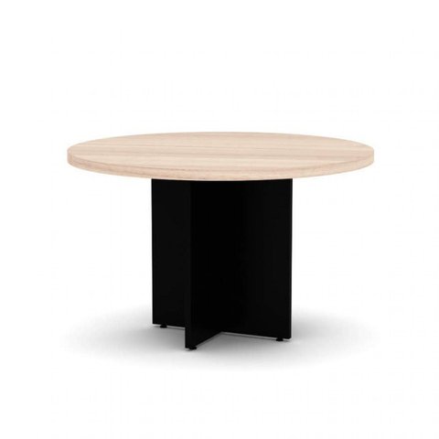 Mesa de Reunião para Escritório Redonda 120cm PE40 Preto/Nogueira Casa Blanca