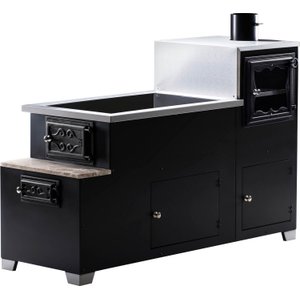 Fogão a Lenha Vicenza Esquerdo Chapa Vitro Preto HMD