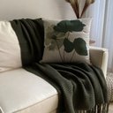 Ver imagem 3 de Capa de Almofada Linho Bordada Floral Verde 50cm