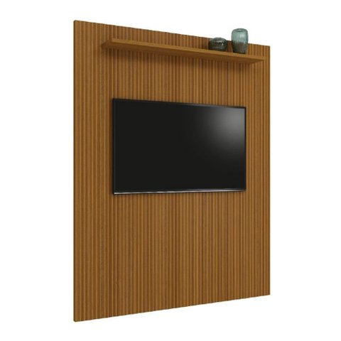 Painel para Tv até 75 Polegadas Ripado 3d Egeo C/ Prateleira 1,80m Cedro