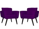 Ver imagem 1 de Kit 2 Poltronas Decorativa Geovana Suede Roxo Pés Madeira Mz Decor