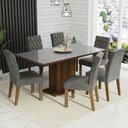 Ver imagem 2 de Conjunto Sala De Jantar Mesa Tampo De Vidro 6 Cadeiras