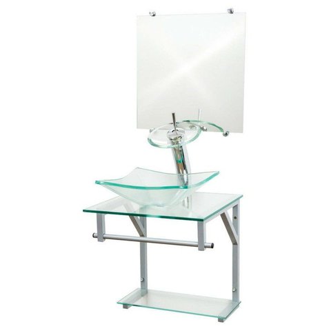 Gabinete de Vidro 40cm para Banheiro Cuba Quadrada Incolor - Dahora