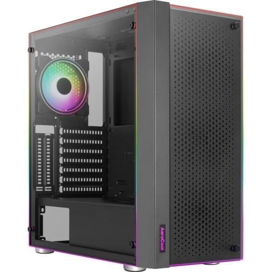 Gabinete Gamer Aerocool Skribble Preto Rgb Lateral Vidro - 2