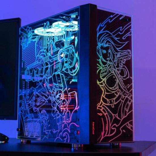 Gabinete Gamer Aerocool Skribble Preto Rgb Lateral Vidro - 5