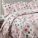 Ver imagem 2 de Kit Cobre Leito Colcha Mix King Estampado Dupla Face Floral 3 Peças - Sirlene - Rosa